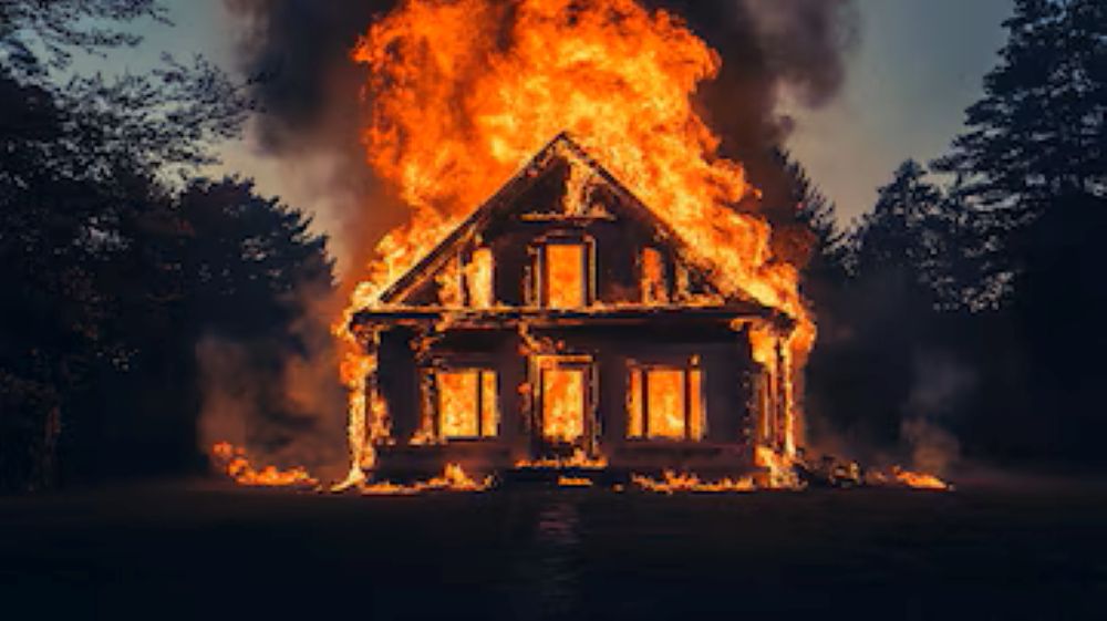 burning bungalow