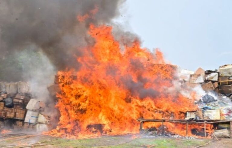 burnt illicit drugs