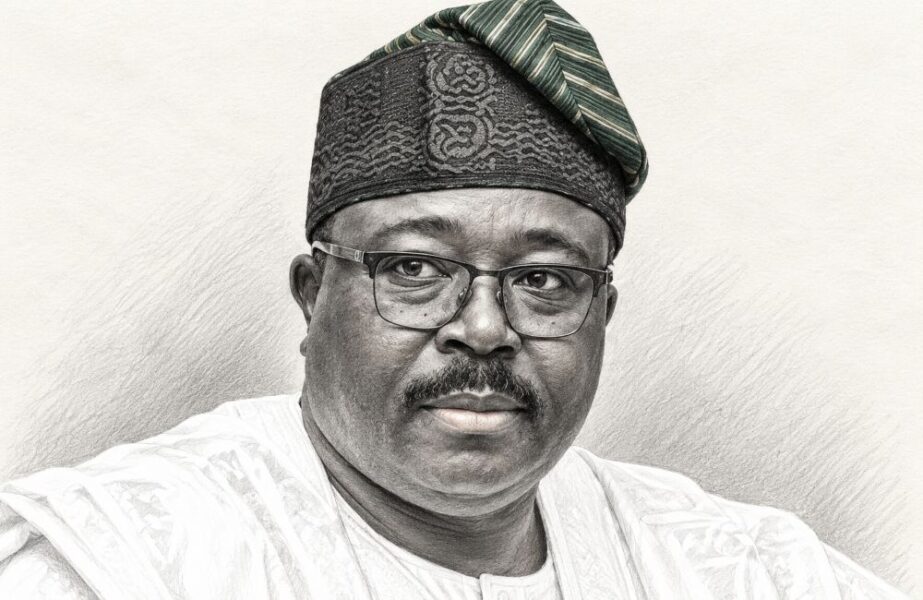 Realistic pencil sketch of a man in traditional Nigerian clothing.